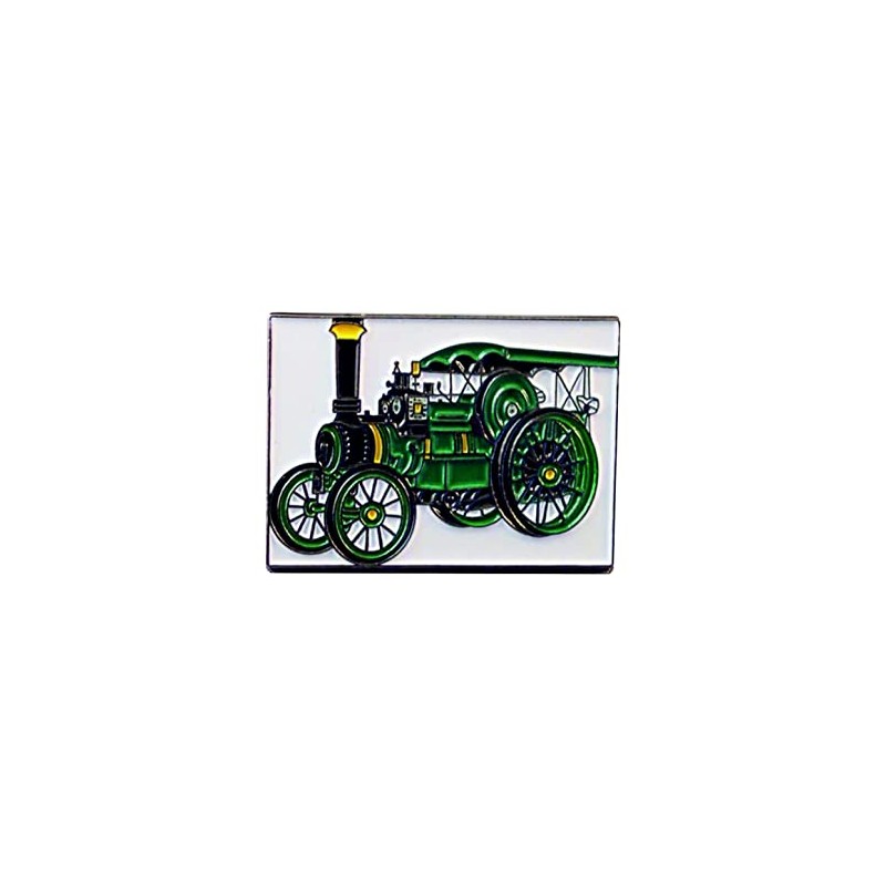 Metal Enamel Pin Badge Steam Traction Engine Showman Green
