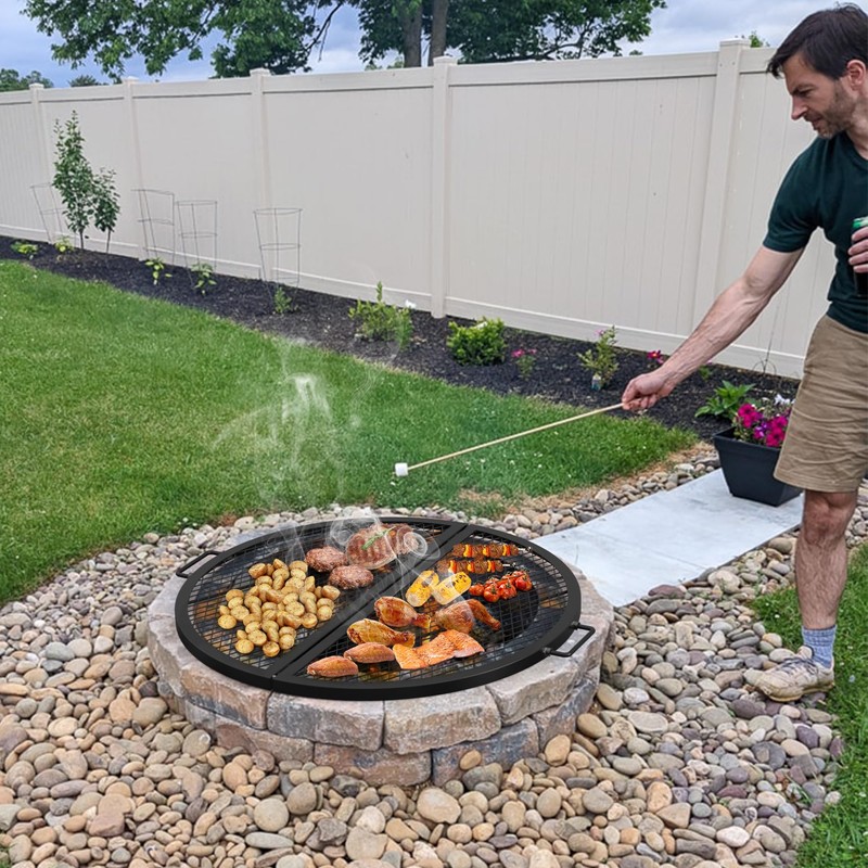 only fire X-Marks Fire Pit Cooking Grate, Foldable Round Grate