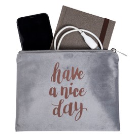 Exacompta - Ref 52820E - Box of 6 Flat Pencil Cases Ellipse - Velvet with Metallic Marking - Suitable for Accessories and Revision Cards - Colours Grey, Celadon Green, Dusky Pink