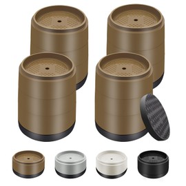 Furniture Risers Bed Risers Heavy Duty 1 inch, 2 inch, 3 inch, 4 inch Round Adjustable Bed Lifts Riser for Desk Legs Table Couch Sofa Chair Refrigerator Washing Machine (1+1+1 Inch, Brown, 4 Pack )