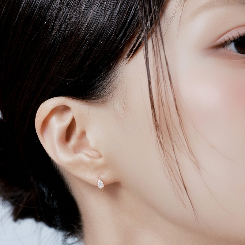 Gold&Deer 14K Goldfield Simple Pair One-Touch Ring Earrings Yellow Gold