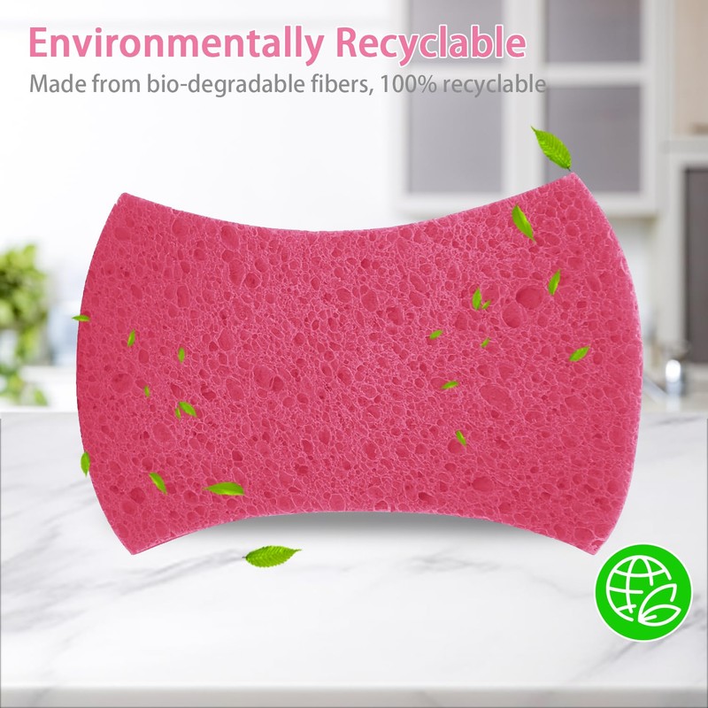 Spunspon 6 Pack Non-Scratch Cellulose Scrub Sponge, Cellulose Sponges, Heavy