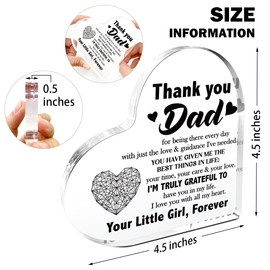 Dad Gifts from Daughter,Thank You Gifts for Dads Fathers Day Birthday Christmas,Unique Father Gift Ideas,Thank You For Being There Every Day Acrylic Heart Plaque