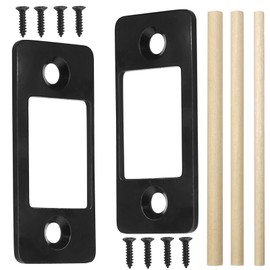 vibedor Restorer Strike Plate, Large Hole Frame Striker Narrow Edge Door Plate Fix Dead Bolt Misalignment, Metal Door Plate for Home Door Repair（2, Black