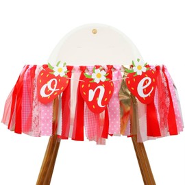 Bicuces Strawberry High Chair Banner Strawberry Party Decorations Sweet One High Chair Banner Berry First Birthday Photo Prop 1st Birthday Photo Backdrop Decorations for Girls