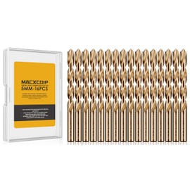MACXCOIP Metric 16Pcs M35 Cobalt Drill Bit Set, 6mm HSS Cobalt Jobber Drill Bits, for Hardened Metals, Stainless Steel, Cast Iron and Wooden Plastics