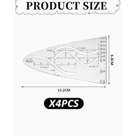 KGDUYC 4 Pieces Parabolic Stencils, Math Parabola Stencils, Unit Parabola Stencils, General Parabolic Stencils for Students, Designers and Office Workers