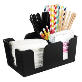 [7 PACK] Bar Caddy with 6 Compartments, Plastic Bar Organizer, Heavy Duty Refillable Bar Organizer, Barware Caddy, Napkin Dispenser, Straw Organizer by EcoQuality
