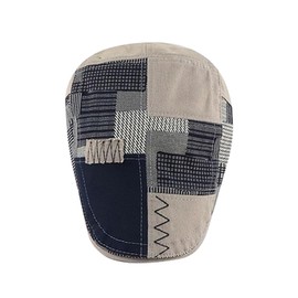 HIQIU Flat Cap Men's Flat Cap Barret Cap, Peaked Cap Men's Patchwork Beret Hat Gatsby Newsboy Cap Golfer Hat, Grey-a