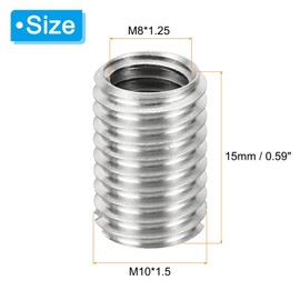 PATIKIL Thread Adapters Sleeve Reducing Nut, 10 Pcs M10*1.5 Male to M8*1.25 Female Repairing Insert Nut Screw Reducer Conversion Stainless Steel Fastener 15mm