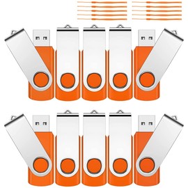 32GB Memory Stick 10 Pack, KROCEUS USB Flash drive 2.0 Swivel Thumb Drives Data Storage Jump Drive Zip Drive USB Sticks External Devices with Led Indicator and Lanyard