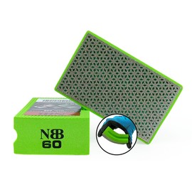 NBB Diamond Hand Sanding Pad for Grinding or Polishing Diamond Sanding Block Sanding Sponge with Flexible Foam Back for Grinding Stone Granite Ceramic Tile Glass Wood Metal (1, 60#)