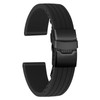 ULLCHRO Unisex Rubber Bracelet with Stainless Steel Black Folding Clasp,