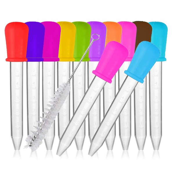 12 Pcs Liquid Droppers, Silicone and Plastic Pipettes Transfer Eyedropper