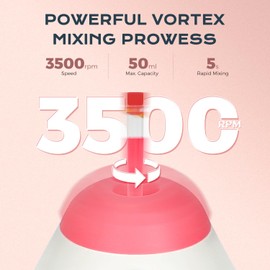 Bonvoisin Mini Vortex Mixer 3500 rpm, Tap to Activate, 50 ml Quick Mix, for Laboratory Solutions, Tattoo Inks, Acrylic Paints, Eyelash Glue, Gel Polishes, Nail Polishes (EU, Pink)