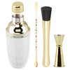 Gold Cocktail Shaker Set with Measuring Jigger, Mixing Spoon &