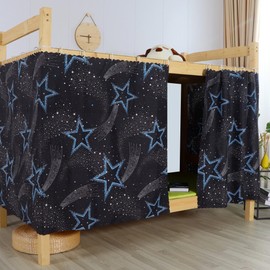 Reberomantique Blackout Bottom Bunk Bed Curtains Underbed Privacy Curtain 2 Panels Play Curtain Set with Dustproof Top Curtain (Stars, 43.3 x 78.7 in)