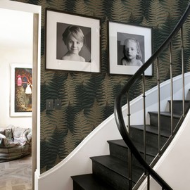 JiffDiff Botanical Fern Wallpaper 236.22“x17.71” Leaf Wallpaper Green Grunge Ferns Removable Wallpaper Botanical Greenery Wallpaper Self Adhesive (Green Ferns)