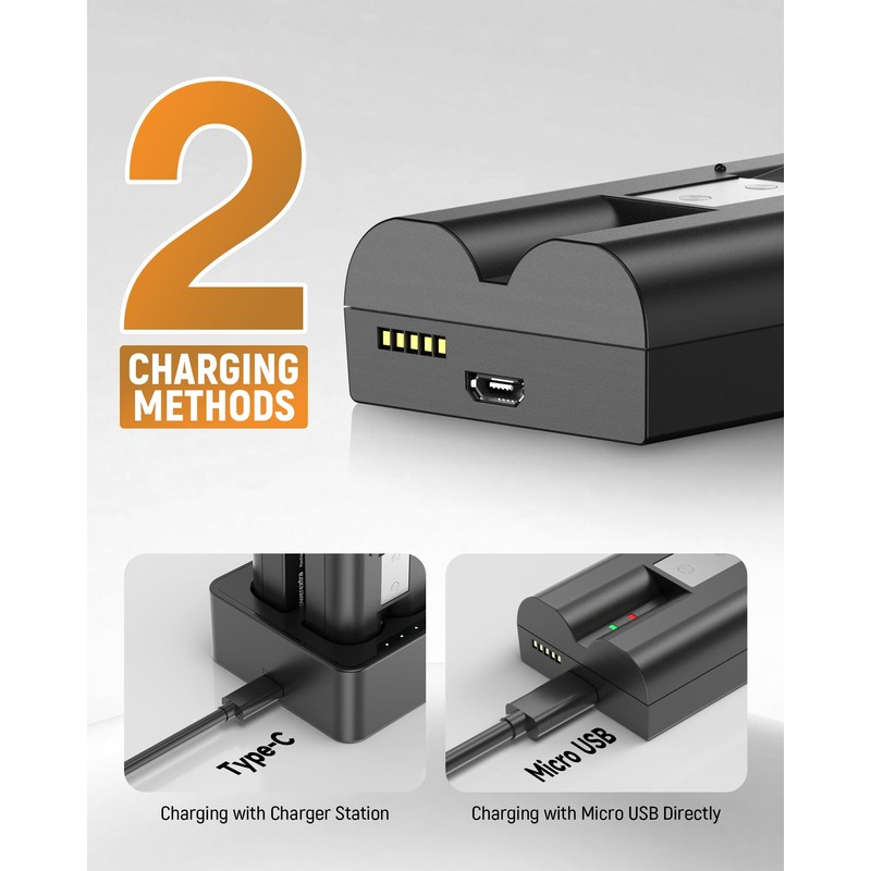 Magolin 2-Pack Rechargeable Battery 6040mAh with Dual Dock Charger Station