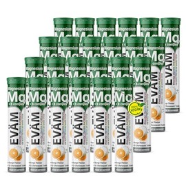 EVÄM Magnesium + B-Komplex Brausetabletten Orange I Geschmack Orange I 24x 20 Stück I Nahrungsergänzungsmittel mit wichtigen Vitaminen für den täglichen Vitaminbedarf I Vegan I Made in Germany