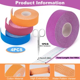 4 Pcs Face Lift Tape, 2.5cm x 5m Anti Wrinkle Patches, Non-Invasive Wrinkle Remover Neck Lift Tape, Face Smoothing Patches, Neck Beauty Patch for Skin Tightening (Purple Red Blue Orange)