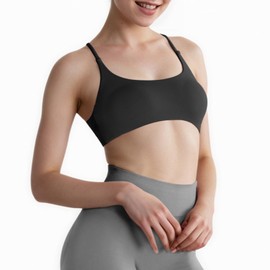 JN JANPRINT Strappy Sports Bras Backless Gym Bra Medium Support Removable Padded Criss Cross Yoga Crop Top Black