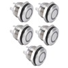 5Pcs Button Switch Stainless Steel Flat Top Button with LED