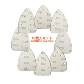 SENTOOL Sanding Paper, 5.5 inches (140 mm), Sanding Paper, Set of 40, 5 Sheets from Coarse to Fine, Disc Paper TC-S40 (40 Sheets for Corner Sanders)