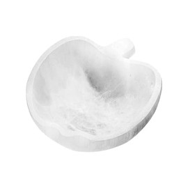NKlaus Selenite Apple Bowl 12 x 13 x 4 cm - Hand Carved Selenite Apple Bowl, Ideal for Storing Jewellery, Gemstones and as Decoration for Spiritual Spaces, for Meditation and Energy Work 16358