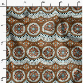 Soimoi Brown Viscose Chiffon Fabric Aboriginal Mosaic Printed Fabric 1 Yard 42 Inch Wide