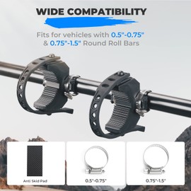 KEMIMOTO Type C Shovel Holder Rubber Clamp Grip Fits 1.75"-3" Handled Tools, Clamp For 0.5"-1.5" Roll Bar Tube Tool Grip Fire Extinguisher Holder Quick-Release ATV UTV Clamps Mount