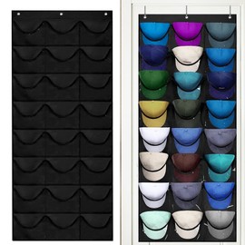 qimeyu Baseball Cap Holder, Cap Holder Door, Cap Holder Wall, Cap Organiser Door, Cap Storage, Cap Holder, Double Foldable Cap Holder Organiser with 24 Pockets, Door Back Panel Cap Holder