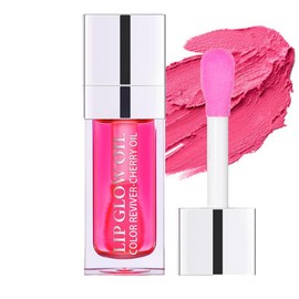 Natural Lip Plumping Gloss Lip Balm Flower and Fruit Fragrance, Lip Plumping Oil Gloss, Moisturizing Sheer Lip Balm, Make Lips Plump and Moisturize, Girl Lady Lip Care - Color: CHERRY