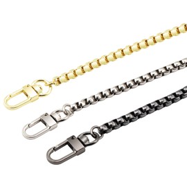 Coolty Bag Chain, 120 cm Chain Carry Strap, Metal Replacement Shoulder Strap, Carry Strap for Women, Bag, Purse, Handbags, Favours (Gold, Silver & Black, Pack of 3), Gold, Silver, Black