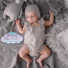 Ymaotrade Blank Name Sign Wooden Baby Announcement Sign, Birth Announcement Sign, Hello World Newborn Sign, Baby Name Sign for Photo Prop Baby Shower Nursery Gift12"×6.5"