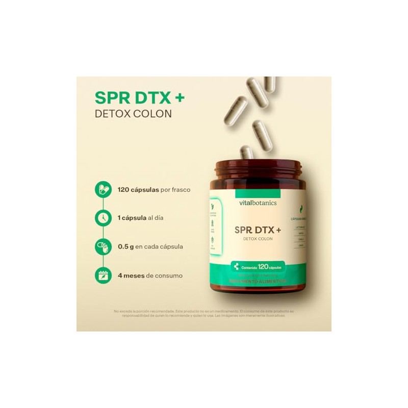 Spr Dtx Ciruela Linaza Papaya Lactobacillus Acidophilus 120 Cápsulas 500mg