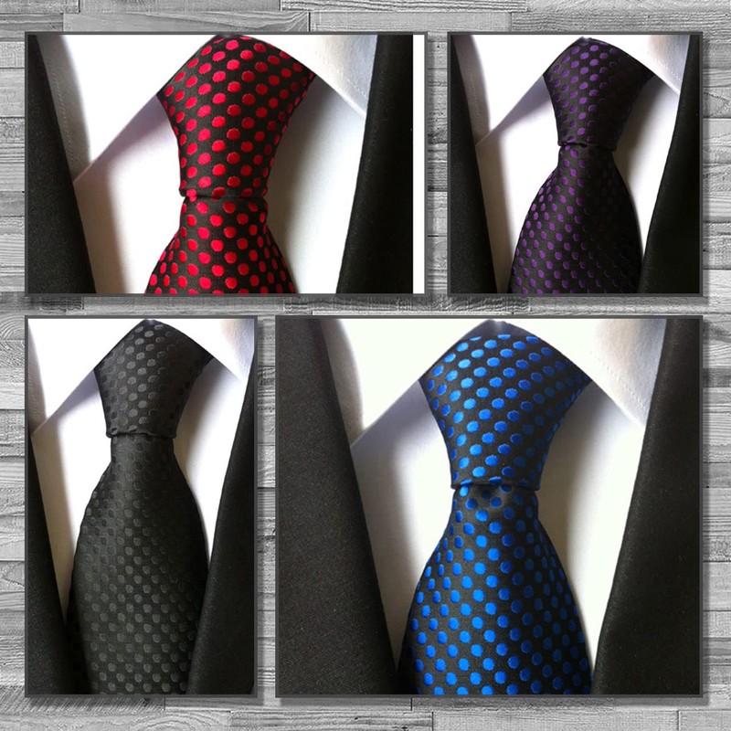 LEX STANDARD NA004 Men's Necktie, Solid Dots, Suit, Casual, Business,