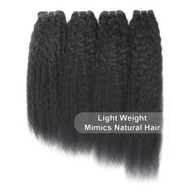 Kinky Straight Human Hair Bundles 4c Brazilian Kinky Weave Hair Extensions 16 18 20 22 Inch Yaki Bundles Natural Black Color