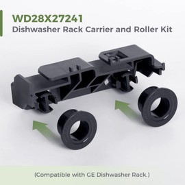 4-Pack WD28X27241 Dishwasher Rack Carrier and Roller Kit Compatible GE Dishwasher Lower Rack Wheels Assembly, Fits L and R Side. Exact Fit ReplacesWD12X28078 WD12X10438 WD12X10439 WD12X10446