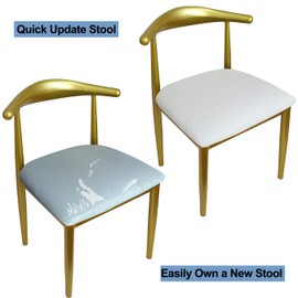 HuaLiSiJi Chair Cover Round Luxurious Fabric, Diameter 36-50 cm, Round Stretchy Wrinkle-Free Washable Dustproof (White, 1)