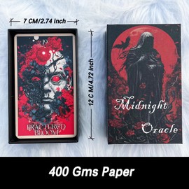 Midnight Oracle Cards, 50 Gothic Dark Fantasy Cards with Comprehensive Guide Book, Front and Back Meanings, Reflection Tips, Self Discovery Oracle , Light and Dark, Inspire Growth and Creativity.