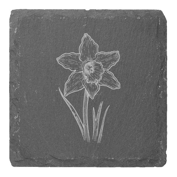 4 x 'Welsh Daffodil' 10cm Square Slate Coasters (CR00214113)