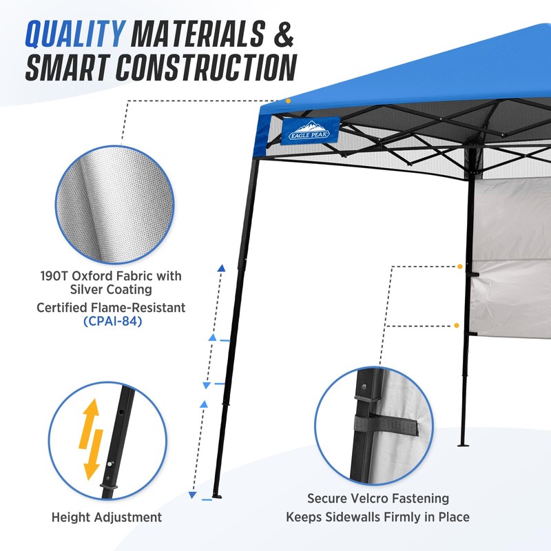 EAGLE PEAK 8x8 Pop Up Canopy Tent with Sidewall, Compact,