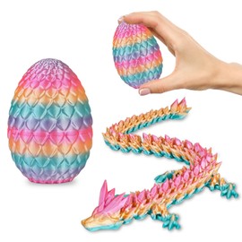 Small Dragon Eggs with Dragon Inside, 3D Printed Surprise Funny Gifts for Kids, Articulated Dragon Fidget Toys for Adults, Executive Desk Toys Office Room Décor (Pastel Rainbow)