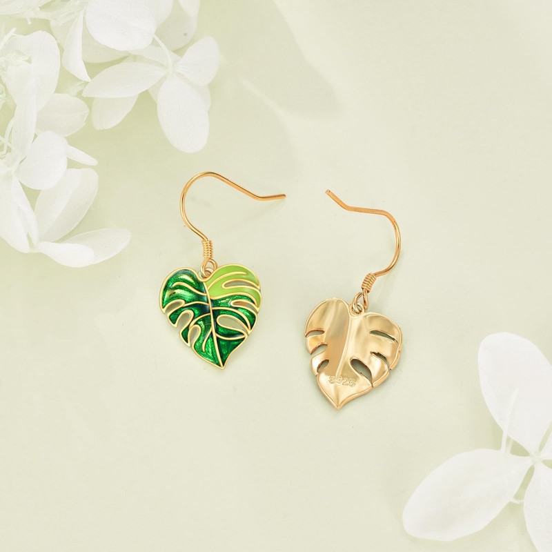 POPLYKE Bohemian Leaf Earrings for Women Sterling Silver Dangle Drop