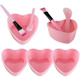 Ksheria 5 Sets Heart-Shaped Facial Mask Mixing Bowl Set with Soft Brushes & Spatulas – Pink Spa Tools for DIY Skincare, Esthetician Supplies, Home Salon & Travel