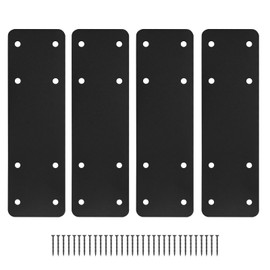 4pcs 10"X3" Straight Steel Plate,I Flat Mending Plate for Wood 4x4,6x6 Lumber,Black Powder Coated Heavy Duty Pergola Brackets,I Beam Bracket,I Truss Bracket,I Shape Post to Beam Connectors…