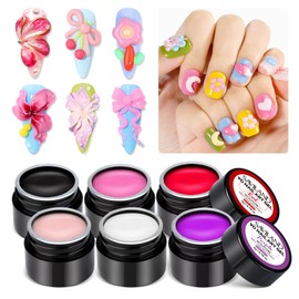 SAVILAND 3D Nail Gel Set: 6 Colors Soak Off Solid 3D Sculpting Gel for Nail Art Design, Non-Sticky Hand Carving Molding Painting Sculpture Gels for Home Salon Manicure DIY Starter Kit
