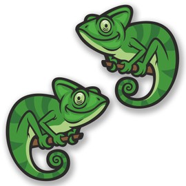 2 x 10cm Chameleon Vinyl Sticker Laptop Helmet Gecko Gekko Lizard Lizzard #6684 (10cm x 10cm)