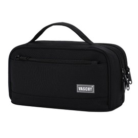 Pencil Case,Vaschy Large Cute Pencil Pen Pouch Organizer w Zippers Top Handle School Supplies for Kids,Teens,Students,Adults,Work Black